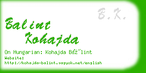 balint kohajda business card